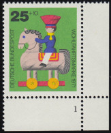 706 Wohlfahrt Altes Spielzeug 25+10 Pf Reiter ** FN1 - Unused Stamps