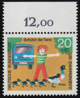 711 Jugend Tierschutz 20+10 Pf Enten ** Oberrand - Unused Stamps