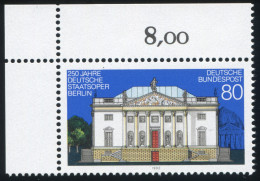 1625 Staatsoper ** Ecke O.l. Mit PLF Grauer Fleck Im Sockel, Feld 1 - Unused Stamps