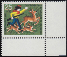 712 Jugend Tierschutz 25+10 Pf Wald ** Ecke U.r. - Unused Stamps