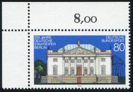 1625 Staatsoper ** Ecke O.l. Mit PLF RETUSCHE Grauer Fleck Im Sockel, Feld 1 - Unused Stamps