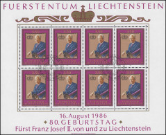 903 Jubiläum 80. Geburtstag Fürst Franz Josef II. 1986, Kleinbogen ESSt - Neufs