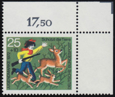 712 Jugend Tierschutz 25+10 Pf Wald ** Ecke O.r. - Unused Stamps