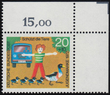711 Jugend Tierschutz 20+10 Pf Enten ** Ecke O.r. - Unused Stamps