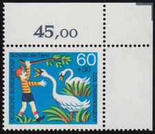 714 Jugend Tierschutz 60+30 Pf Schwäne ** Ecke O.r. - Unused Stamps