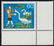 714 Jugend Tierschutz 60+30 Pf Schwäne ** Ecke U.r. - Unused Stamps