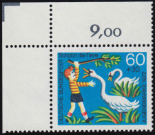 714 Jugend Tierschutz 60+30 Pf Schwäne ** Ecke O.l. - Unused Stamps