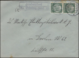 Landpost Friedersdorf über GRÜNBERG (SCHLES.) 8.4.1938 Auf Brief Nach Berlin - Covers & Documents