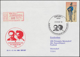 3 Einschreibemarke 5010: Jugendausstellung R-Bf. SSt ERFURT 23.09.88 - Labels For Registered Mail