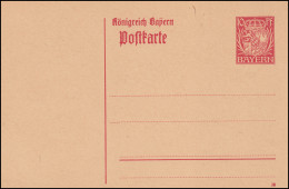 Bayern Postkarte P 99/03 Wappen 10 Pf Rot DV 18 Geschnitten, ** - Interi Postali