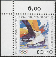 1717 Eiskunstlauf 80+40 Pf ** Ecke O.l. - Unused Stamps