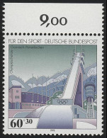 1650 Sporthilfe 60+30 Pf Olympiaschanze ** Oberrand - Unused Stamps