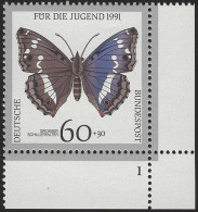 1514 Jugend Schmetterlinge 60+30 Pf ** FN1 - Unused Stamps