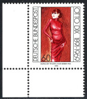 1572 Otto Dix 60 Pf ** Ecke U.l. - Unused Stamps