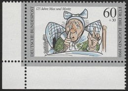 1455 Jugend Max Und Moritz 60+30 Pf ** Ecke U.l. - Unused Stamps