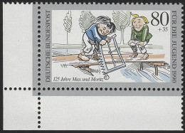1457 Jugend Max Und Moritz 80+35 Pf ** Ecke U.l. - Unused Stamps