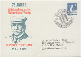 Berlin PP 19/5 Graf Zeppelin SÜPOSTA Stuttgart, Passender SSt 23.9.1957 - Other & Unclassified