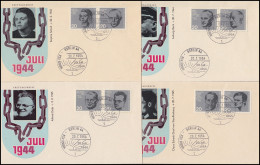 431-438 Paare Aus Block 3 Attentat 20. Juli 1944 Auf 4 Schmuck-FDC ESSt BERLIN  - Brieven En Documenten