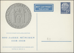 Pk 15 Pf Heuss München/Dukaten-Vorderseite **  - Private Covers - Mint