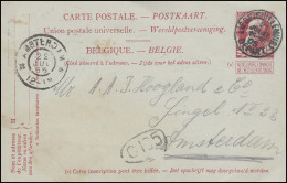 Belgien Postkarte P 45 Jubiläum Könige Leopold LIEGE 21.7.05 N. Amsterdam 22.7. - Familles Royales