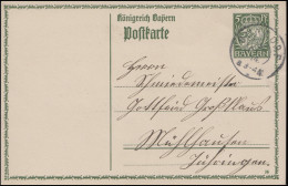 Bayern P 93I/01 Große Krone 5 Pf. DV 14: BUNDORF 5.10.14 Nach Mühlhausen/Th. - Postal  Stationery
