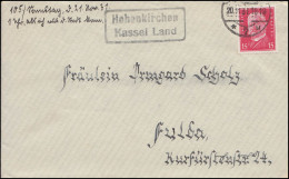 Landpost-Stempel Hohenkirchen Kassel (Land) 20.11.31. Nach Fulda - Storia Postale