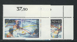 1449-1450 Sport Hallenhandball Trimm-Dich-Aktion 1990, Ecke O.r. Satz ** - Unused Stamps