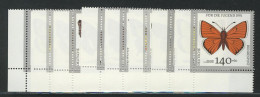 1512-1519 Jugend Schmetterlinge 1991, Ecke U.l. Satz ** - Unused Stamps