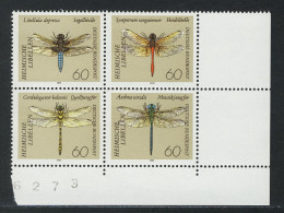 1546-1549 Libellen: 4x 60 Pf-Zusammendruck, Vbl U.r. ** - Unused Stamps