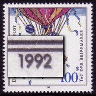 1638DD Tag Der Briefmarke 1992 Mit Doppelbilddruck Der Farbe Schwarz, ** - Varietà E Curiosità