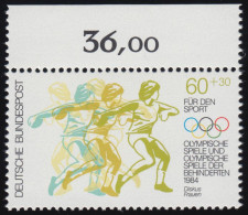 1206 Olympische Sommerspiele 60+30 Pf ** Oberrand - Unused Stamps