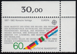 1131 Europa Römische Verträge 60 Pf ** Ecke O.r. - Unused Stamps