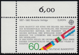 1131 Europa Römische Verträge 60 Pf ** Ecke O.l. - Unused Stamps