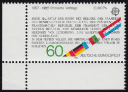 1131 Europa Römische Verträge 60 Pf ** Ecke U.l. - Unused Stamps