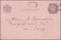 Niederlande Postkarte P 12 Ziffern Ortskarte S'GRAVENHAGE 22.1.1896 - Ganzsachen