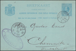 Niederlande Postkarte P 16 Wilhelm Aus ROTTERDAM 7.9.1889 Nach CHEMNITZ 8.9.89 - Postal Stationery