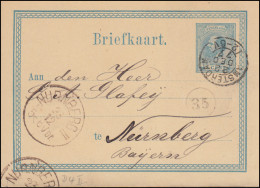 Niederlande Postkarte P 4II Wilhelm AMSTERDAM 22.12.1877 Nach NÜRNBERG 23.12. - Postal Stationery