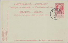 Belgien Postkarte P 42 Leopold Mit Gefälligkeitsstempel PERWEZ 24.7.1914 - Andere & Zonder Classificatie