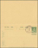 Belgien Postkarte P 54 Wappenlöwe Doppelkarte Gefälligkeitsstempel SOIGNIES 1914 - Andere & Zonder Classificatie