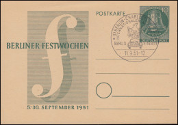 Berlin Postkarte 26 Berliner Festwochen, SSt Internationaler Autosalon 11.9.1951 - Sonstige & Ohne Zuordnung