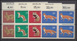 299-302 Jugend Pelztiere: Oberrand-Viererblock-Satz Mit BERLIN-Zudruck, ** - Unused Stamps