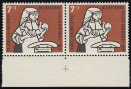 243 Kinderpflege 7+3 Pf ** Passerkreuz, Paar Unten - Unused Stamps