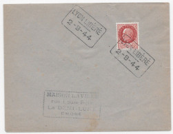 WW2 1944 LYON LIBERE Sur Timbre PETAIN RHONE LIBERATION FRANCE - Lettres & Documents