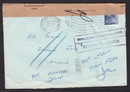 UK: Cover, 1978, 1 Stamp, Returned, Retour Cancel, Postal Label Found Open Or Damaged Officially Secured (minor Damage) - Covers & Documents