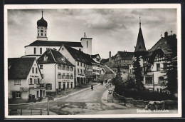 AK Stockach, Metzgerei Ph. Krieg An Der Kirchhalde, Blick Zur Kirche  - Stockach