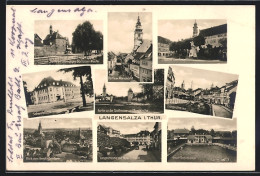 AK Langensalza I. Thür., Kornmarkt, Ulanen-Denkmal, Badeanstalt, Stadtmauer  - Bad Langensalza