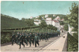 MILITARIA CHASSEURS ALPINS - RETOUR A LA CASERNE - MANOEUVRES - ED AQUA PHOTO PARIS  - A LOCALISER - Autres & Non Classés