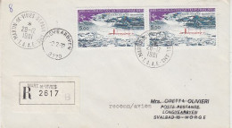 TAAF Registered Letter St.Paul Et Amsterdam Ca Martin-de-Vivies 28.12.1981 Ca Longyearbyen  2.2.1982 (AW185) - Polar Ships & Icebreakers