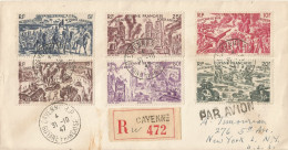 GUYANE - 6 STAMPS 125 FR.  FRANKING ON AIR MAILED REGISTERED COVER FROM CAYENNE TO THE USA - 1947 - Briefe U. Dokumente