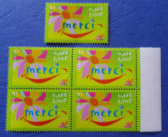 MERCI Cote 500 € Variété SANS Le NOIR Maury 3358a** Bloc De 4 BDF RARE Luxe - Unused Stamps